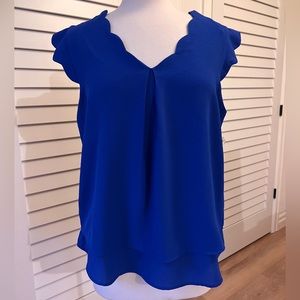 Monteau Blue Cobalt Blouse EUC Large.
